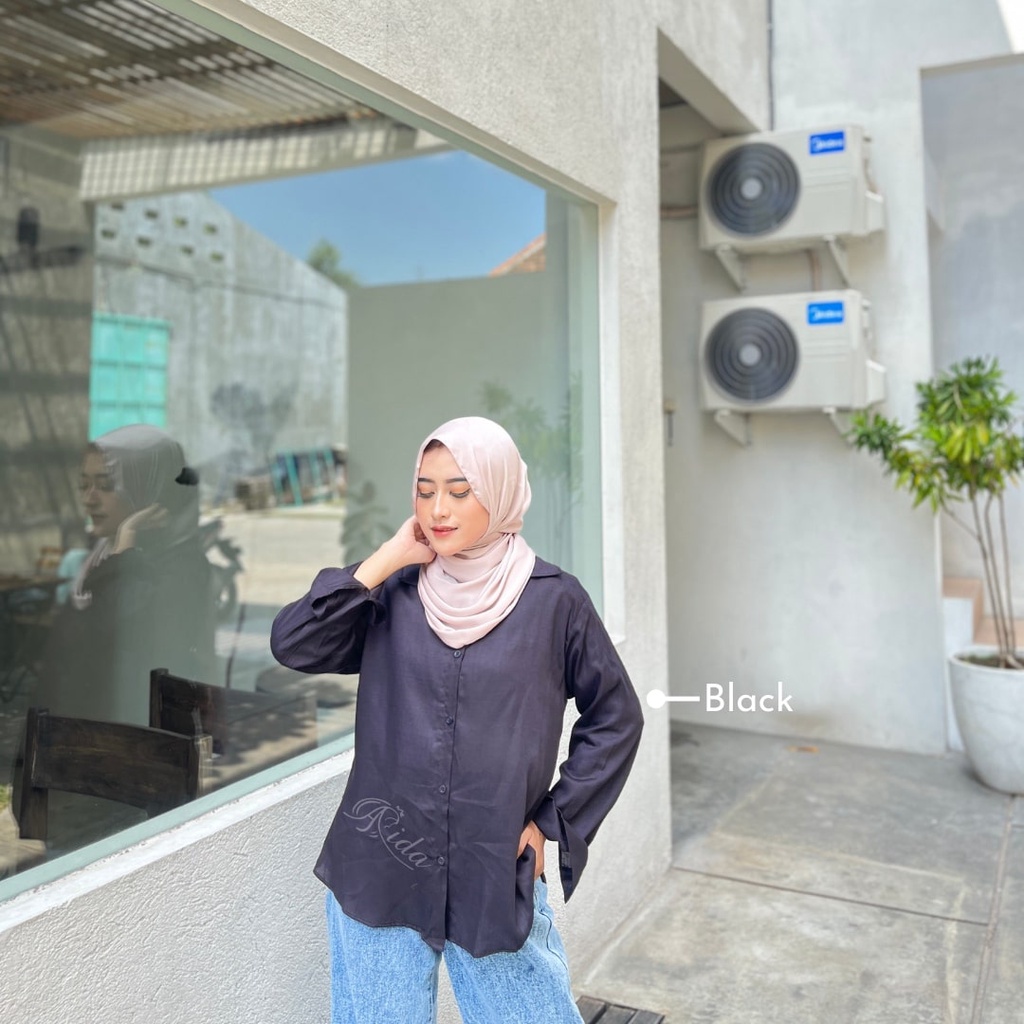 Emily Kemeja Rayon Polos Tanpa Saku Premium