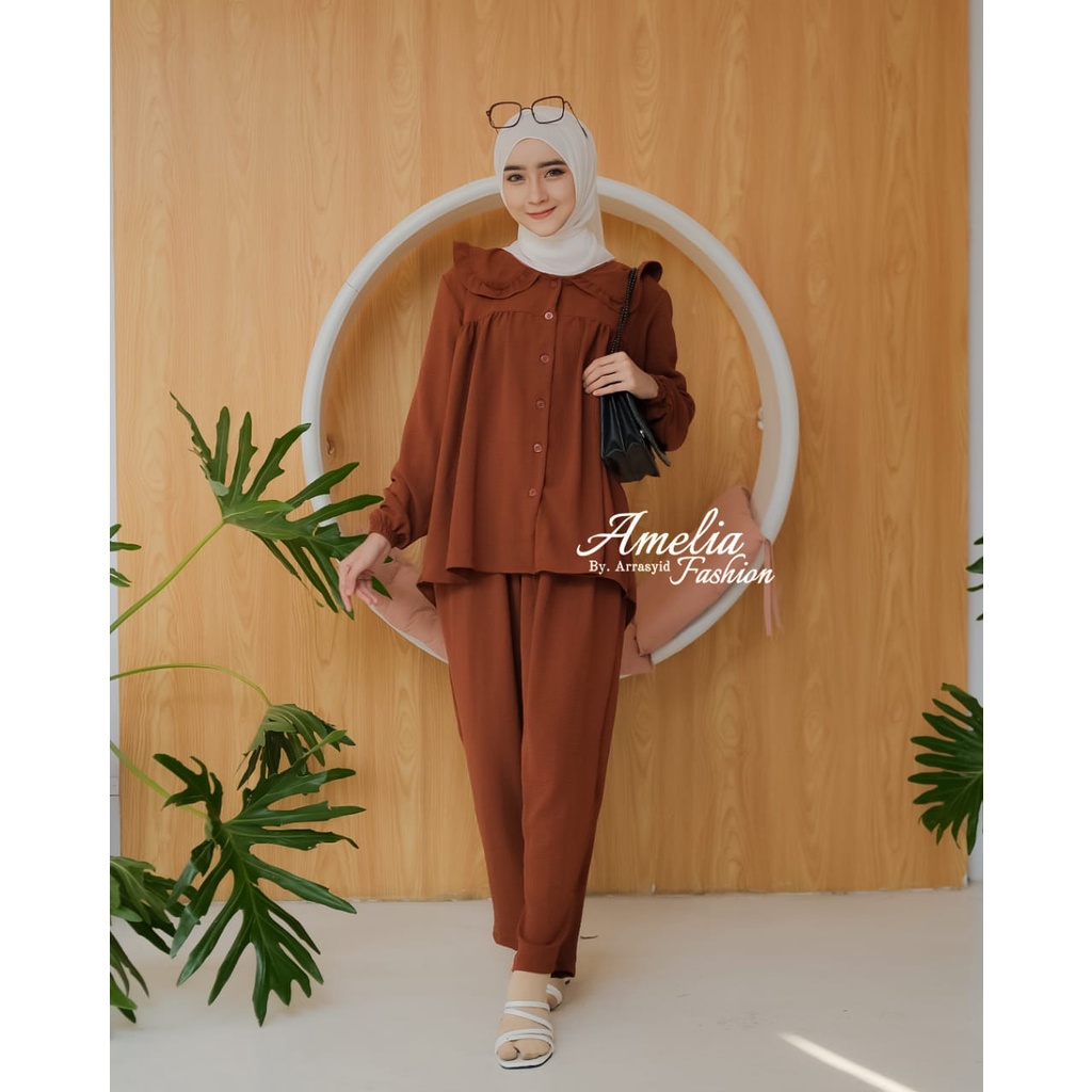 [JOIN RESELLERS] NAURA ONESET ORI AMELIA FASHION/SETELAN CELANA WANITA BAHAN CRINKLE TERMURAT