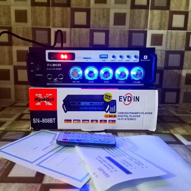 Power Amplifier Fleco SN-808BT/ Amplifier bluetooth SN-808BT bisa pakai 2 mic | FMS