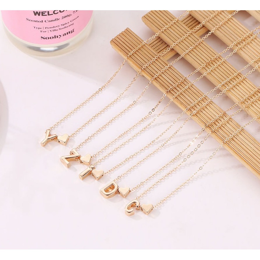 Grosir - K480 (A - M) Kalung Huruf Love Kecil Stainless / Fashion Style / Set Perhiasan Wanita