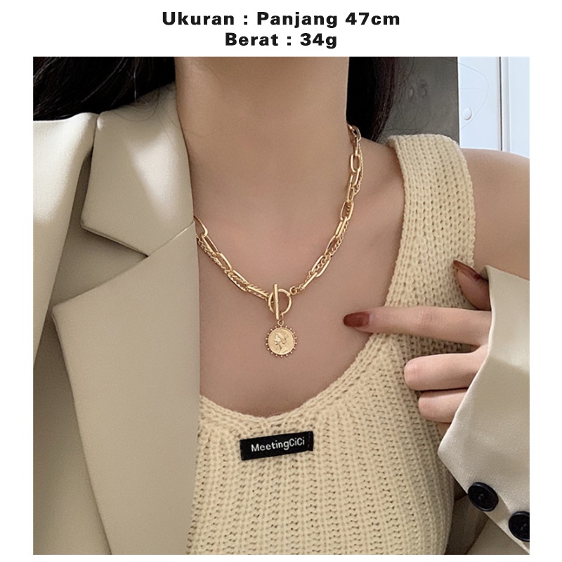 KALUNG WANITA KOREA ELEGANT HIP HOP CHAIN RETRO DOUBLE LAYER ALLOY RANTAI PANJANG FASHION IMPORT KLG27