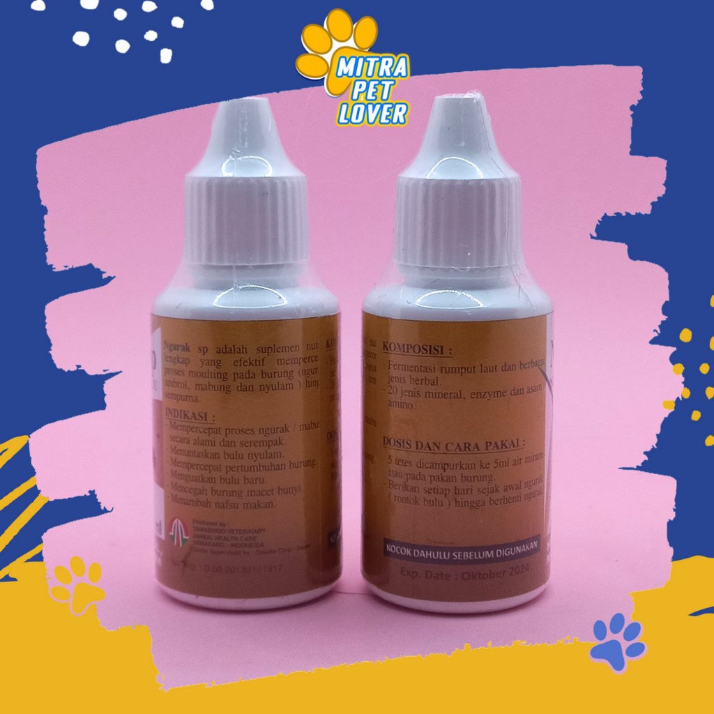 NUTRISI PERTUMBUHAN BULU BURUNG - NGURAK SP 30 ML - MEMPERCEPAT MOULTING GANTI BULU BIRD UNGGAS TAMBAH NAFSU MAKAN - MURAH GARANSI KUALITAS ASLI ORIGINAL - PET ANIMAL HEALTHCARE VETERINARY TAMASINDO OBAT &amp; VITAMIN HEWAN BINATANG PELIHARAAN MITRAPETLOVER