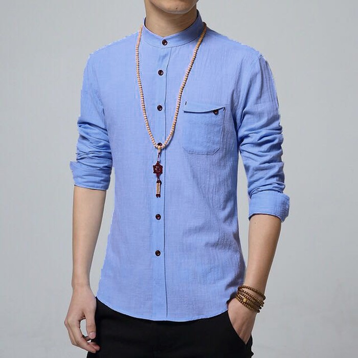 Baju Koko Atlas Bamus Universal Lengan Panjang Manset Warna YZ921 [Zyan Softblue Xl Ot] Baju Katun