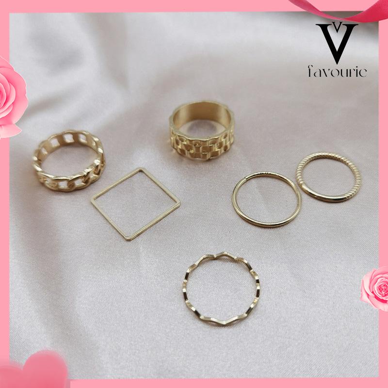 [COD]4pcs / Set Cincin Jari Telunjuk Bentuk Geometris Gaya Retro Untuk Wanita-FA
