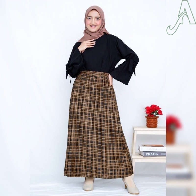 Rok wanita plisket tartan kotak premium korean style
