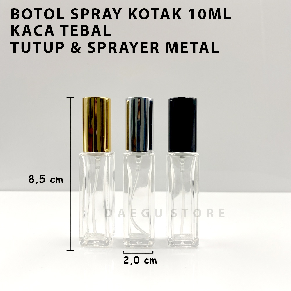 Botol Spray 10ml Kotak Kaca Tebal - Parfum Refill Isi Ulang Travel