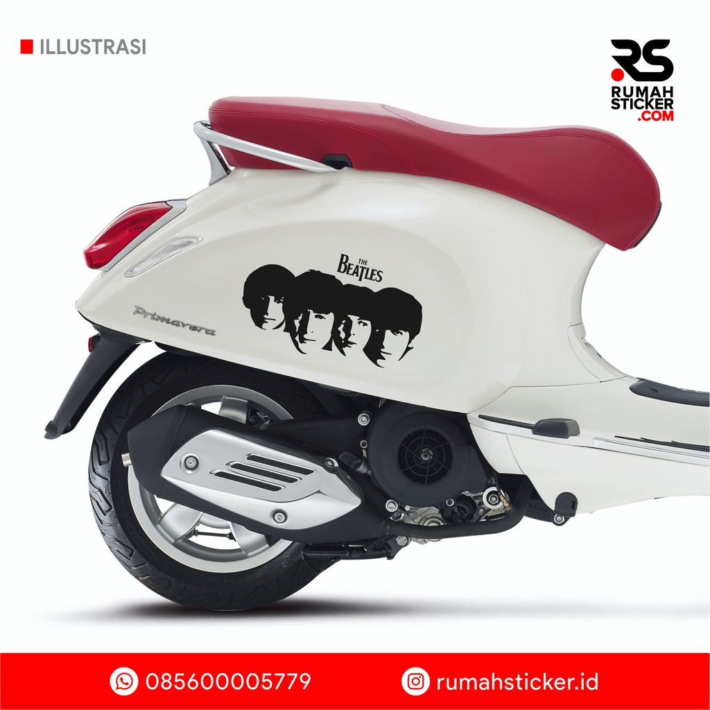 STICKER STIKER CUTTING THE BEATLES FULL FACE SILUET SCOOPY VESPA MOBIL DLL