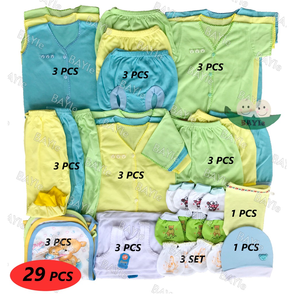 Paket Hemat Perlengkapan Baju Bayi Baru Lahir (New Born) Ekonomis dan Hemat PAKET POLOS WARNA 3