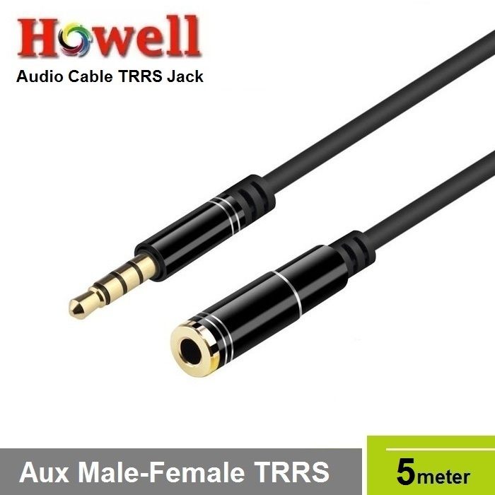 Howell Kabel Sambungan Audio Aux TRRS 3.5mm Male to Female 5M