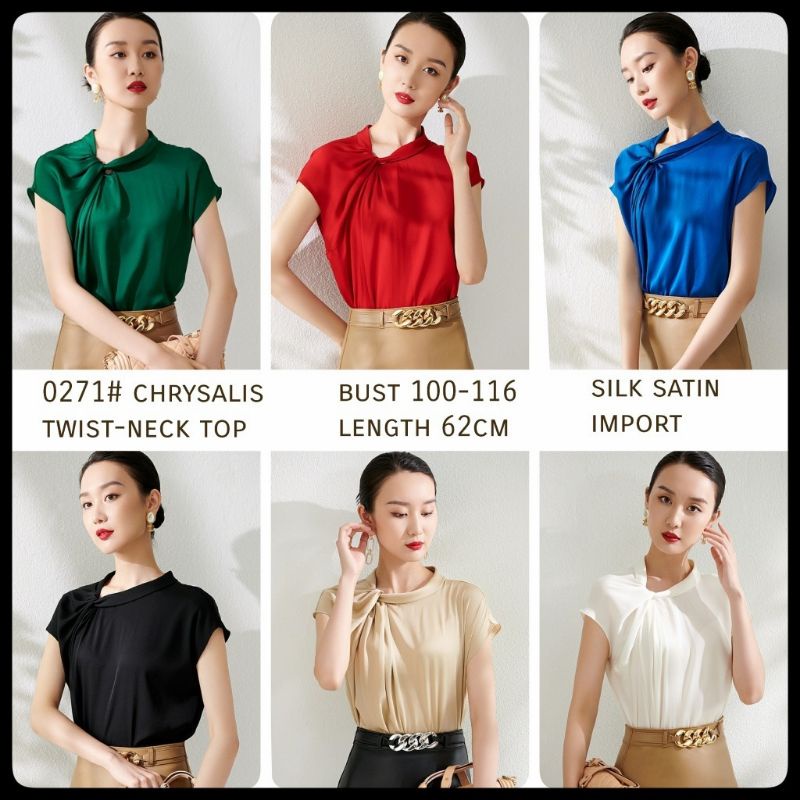 Blouse Wanita Korean Style 0271 | Atasan Blus Murah Chrysalis Twist Neck Top | Pakaian Wanita Import