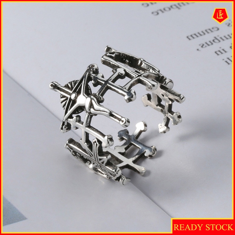 [Ready Stock]Vintage Punk Style Ring Simple Jesus Cross Fashion