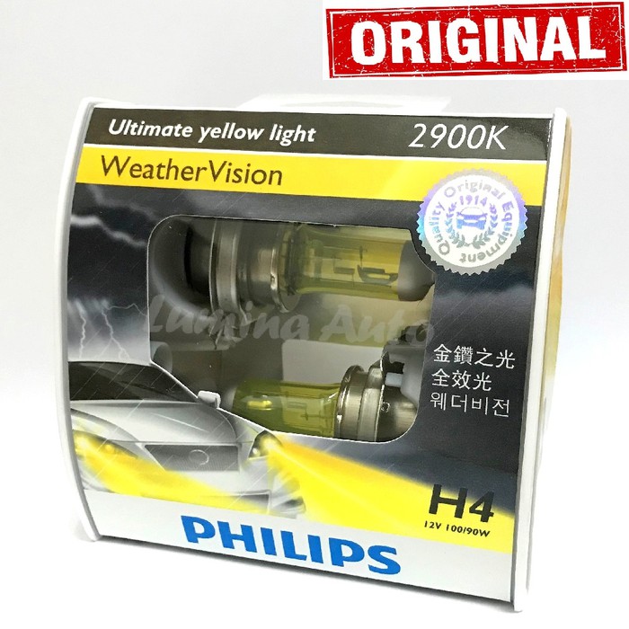Philips Weather Vision H4 100 90W - Lampu halogen mobil kuning JDM