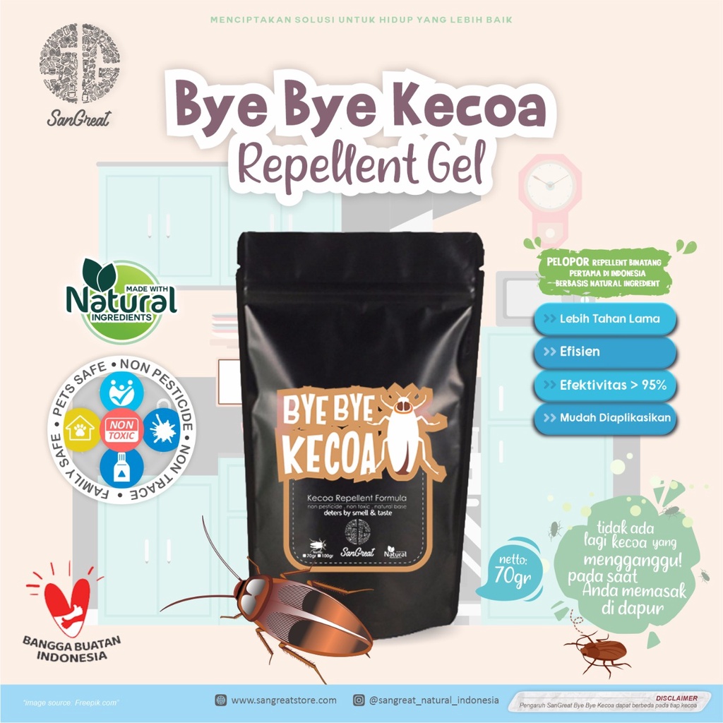 Kapur barus anti kecoa pengusir kecoak gel Bye Bye kecoa non pestisida 250 gr untuk di rumah, mobil, kamar mandi, kamar, dapur