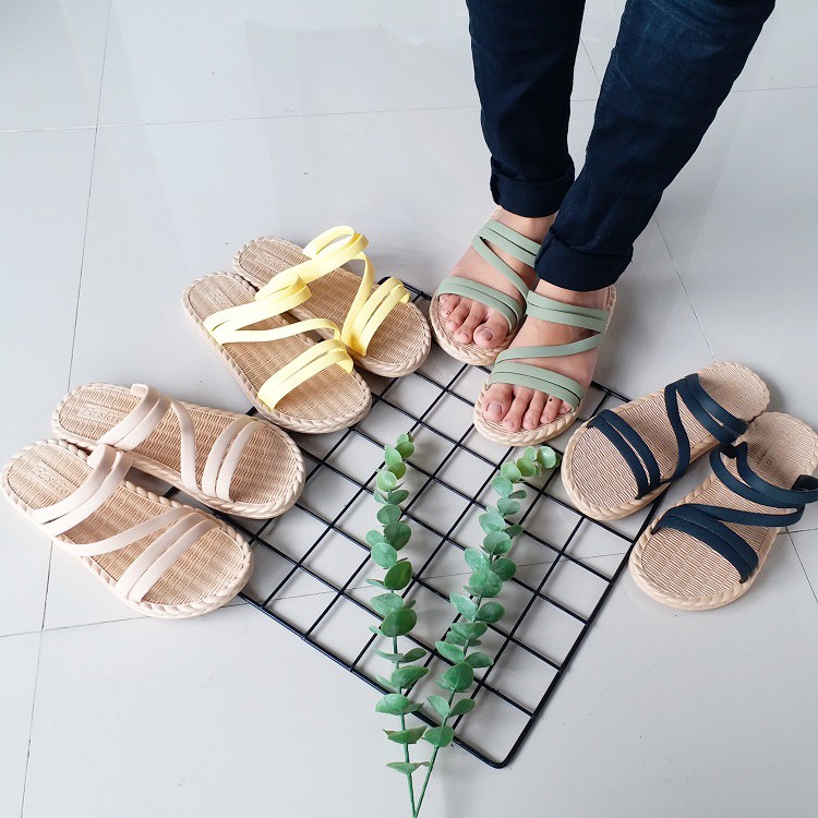 BB PUFFY Import SISKA TALI ROTAN Sepatu Sandal Wanita Teplek Sepatu Sandal Cewek Flat Jelly