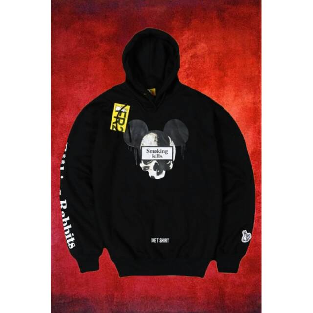 HOODIE FR2 MICKEY SMOKING KILLS BLACK HIGH QUALITY HYPEBEAST