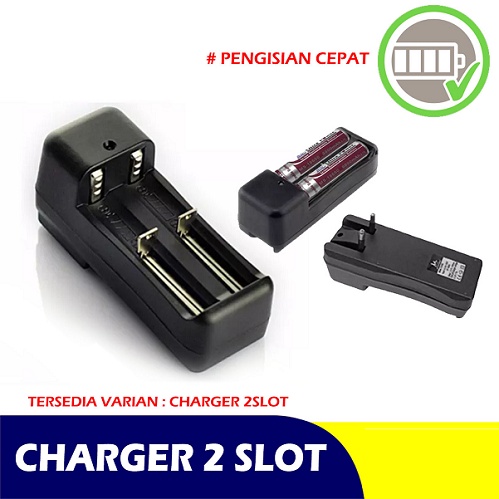 Charger 2 Dual Slot Batere Batrai Baterai 18650 16340 26650 14500