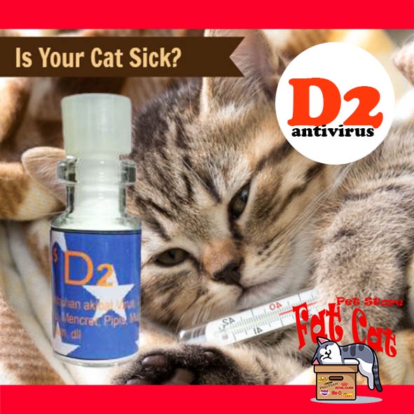 Obat Antivirus kucing Vitamin D2 Antivirus, untuk virus flu, calici, distemper