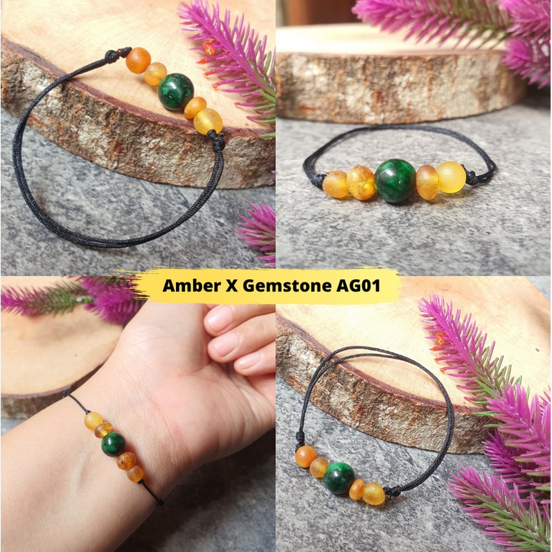 Gelang Amber X Gemstone Anak dan Dewasa Adjustable AG01 by Amber Bee