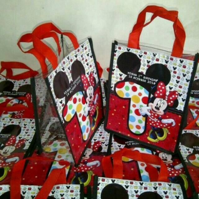 Tas souvenir model kotak full mika Mickey mouse