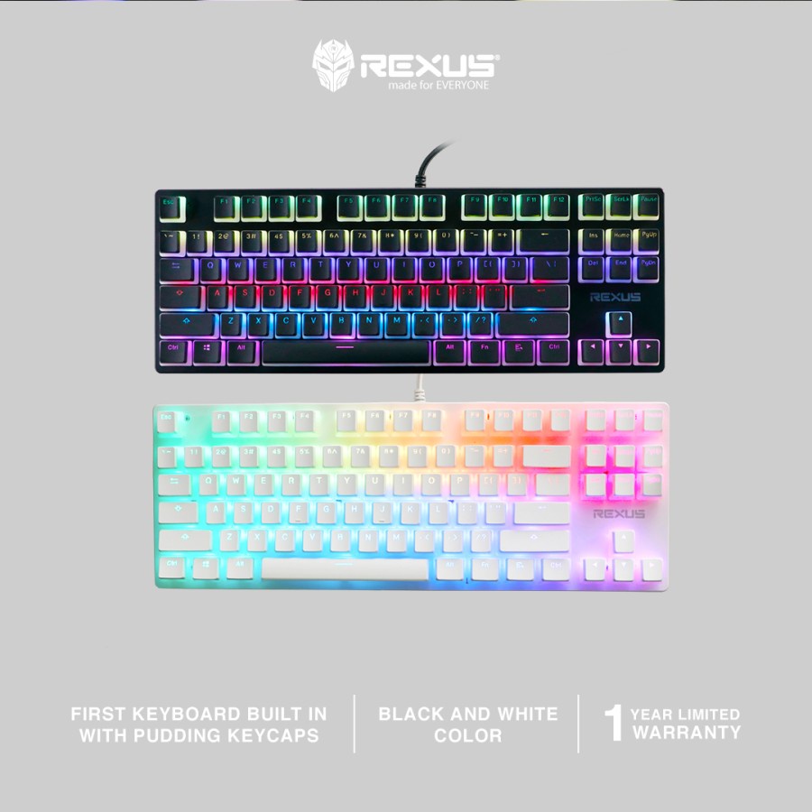 Rexus Keyboard Gaming Mechanical Legionare MX9 Pudding / MX9P TKL RGB WHITE-BLUE SWITCH