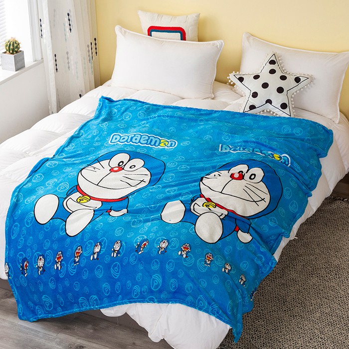 COD - HK - Selimut Karakter Bulu Halus Jumbo 150x200cm - Selimut Jumbo Doraemon Import-Doraemon Duduk