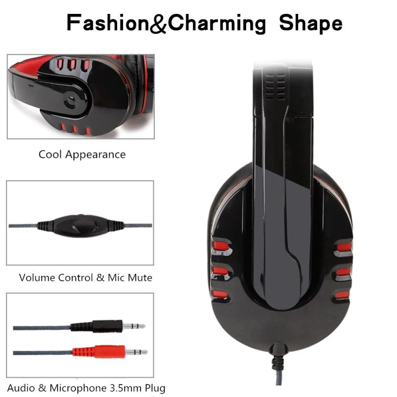 SOYTO Gaming Headphone Headset with Mic SY733MV HITAM/MERAH