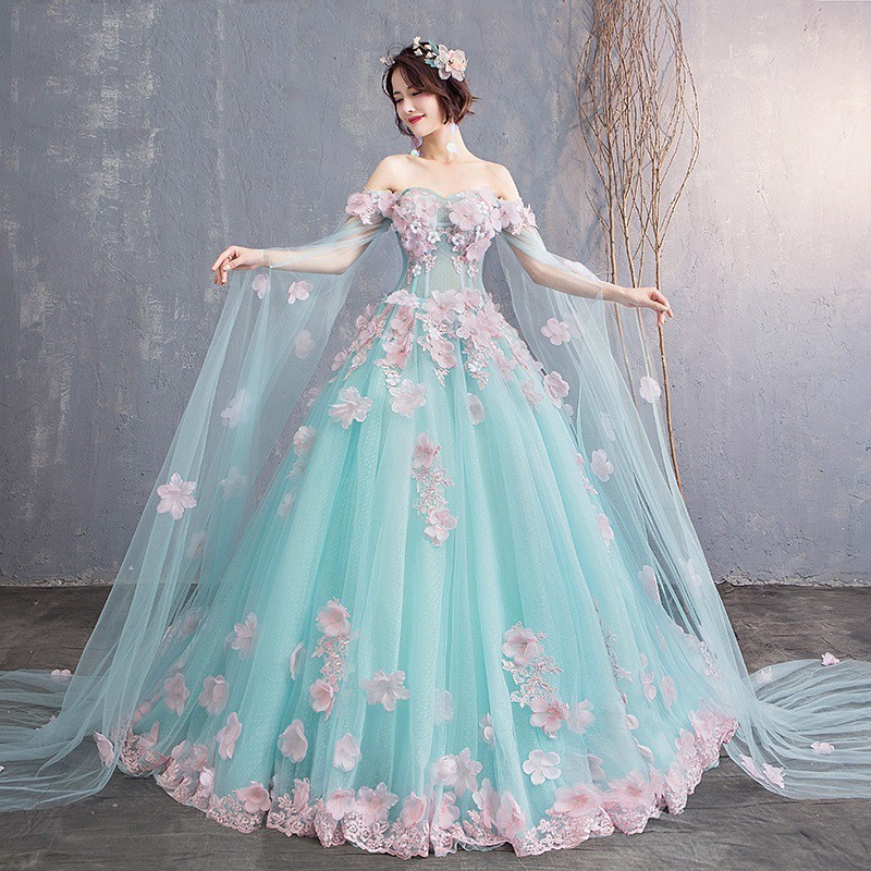 Gaun Pengantin 1812035 Hijau Tosca Ekor Wedding Gown