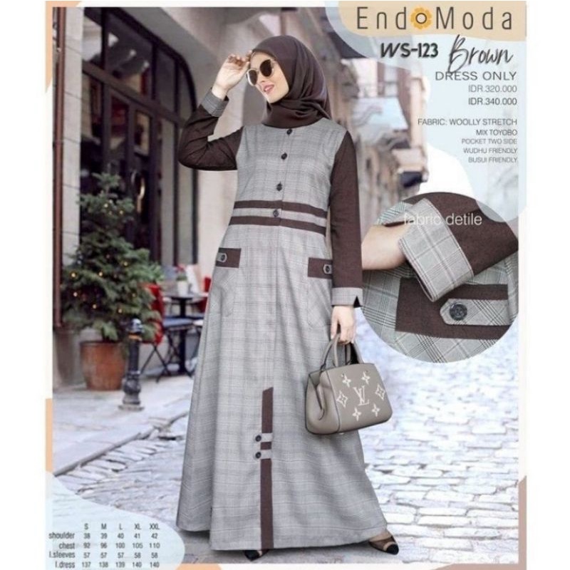 Gamis Original WS 123 by Endomoda|Baju Gamis Syari|Gamis Katun|Gamis Kotak|Dress Toyobo|Dress Adem