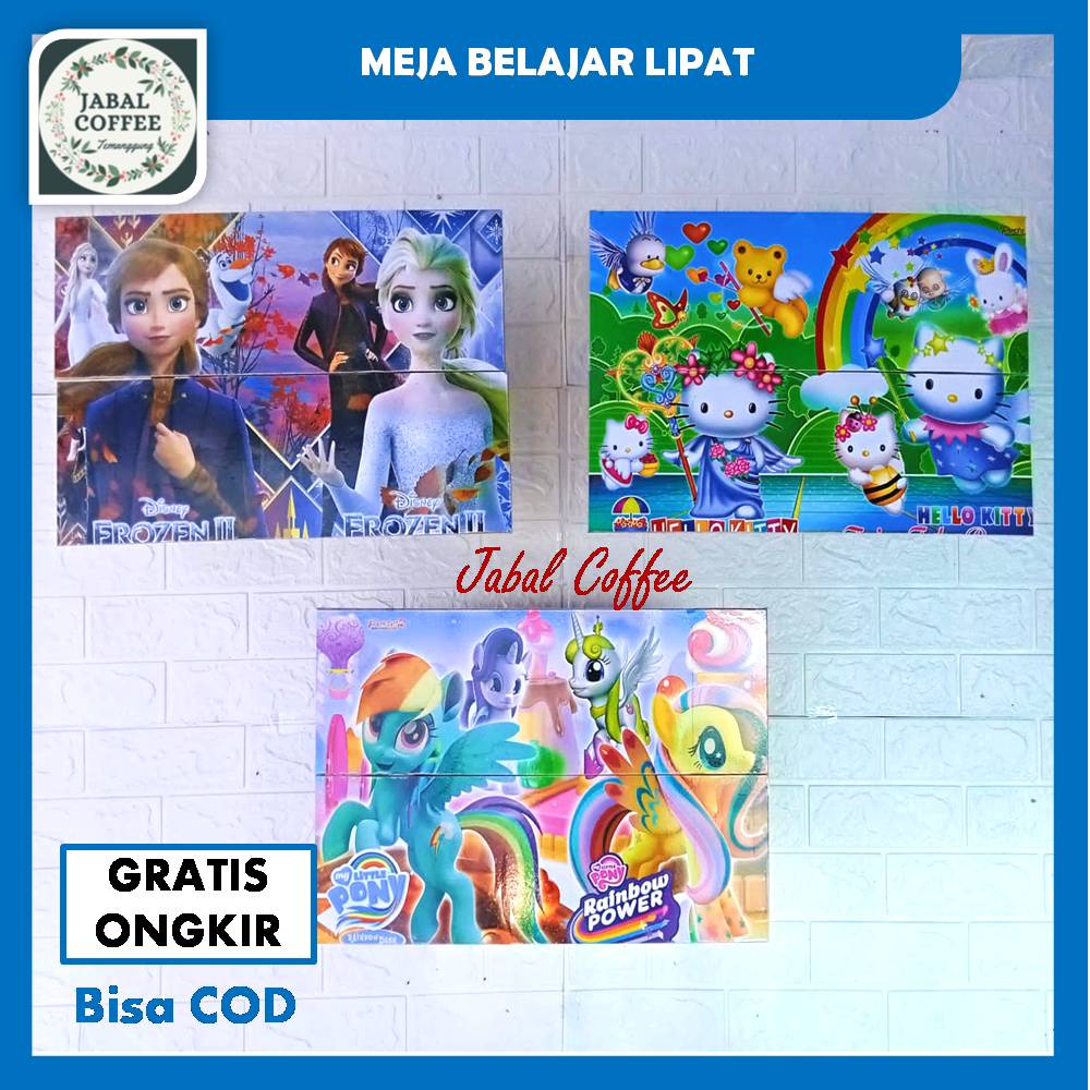 Meja Lipat Belajar Anak /Meja Belajar Kayu Lipat Karakter / Meja Lipat Murah Ukuran 48x32 Cm