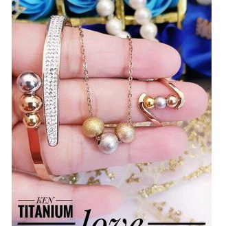 Titanium Set Perhiasan Wanita Boba Rosegold 268224