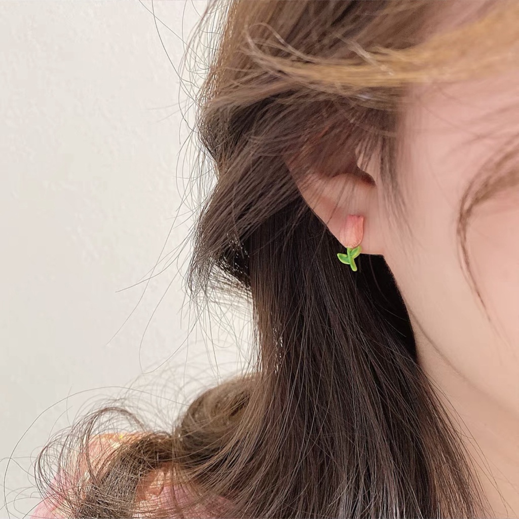 Anting Stud Bentuk Bunga Tulip Mini Gaya Korea Untuk Wanita