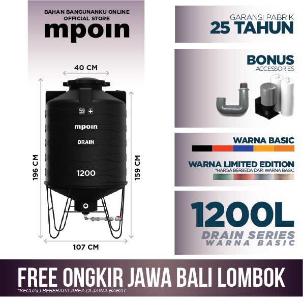 MPOIN PLUS 1200 L DRAIN - SNI TANGKI AIR TANDON AIR TOREN ...