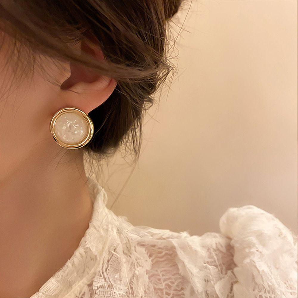 Needway Ear Studs Fashion Pesta Pernikahan Segitiga Bulat Persegi Enamel Stud Earrings Wanita Ear Hook