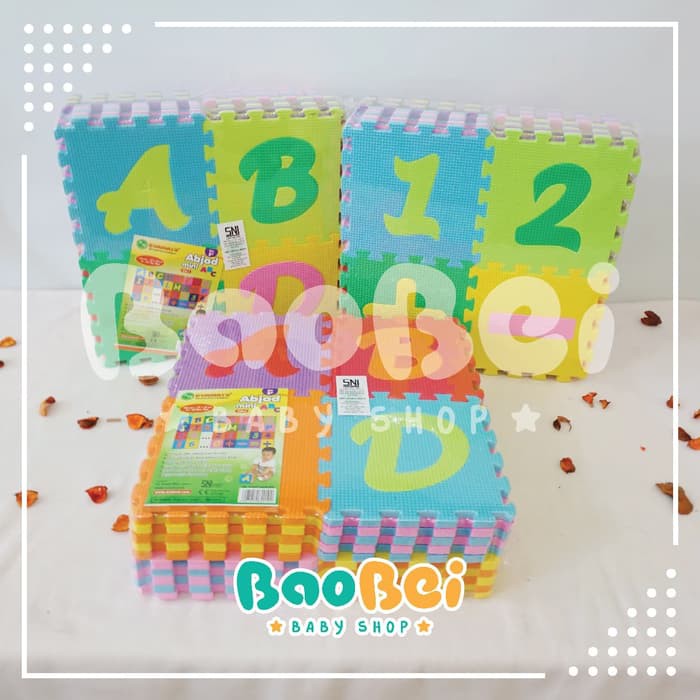 Karpet Puzzle Evamat Abjad Mini / Angka dan simbol / Alas bermain Anak
