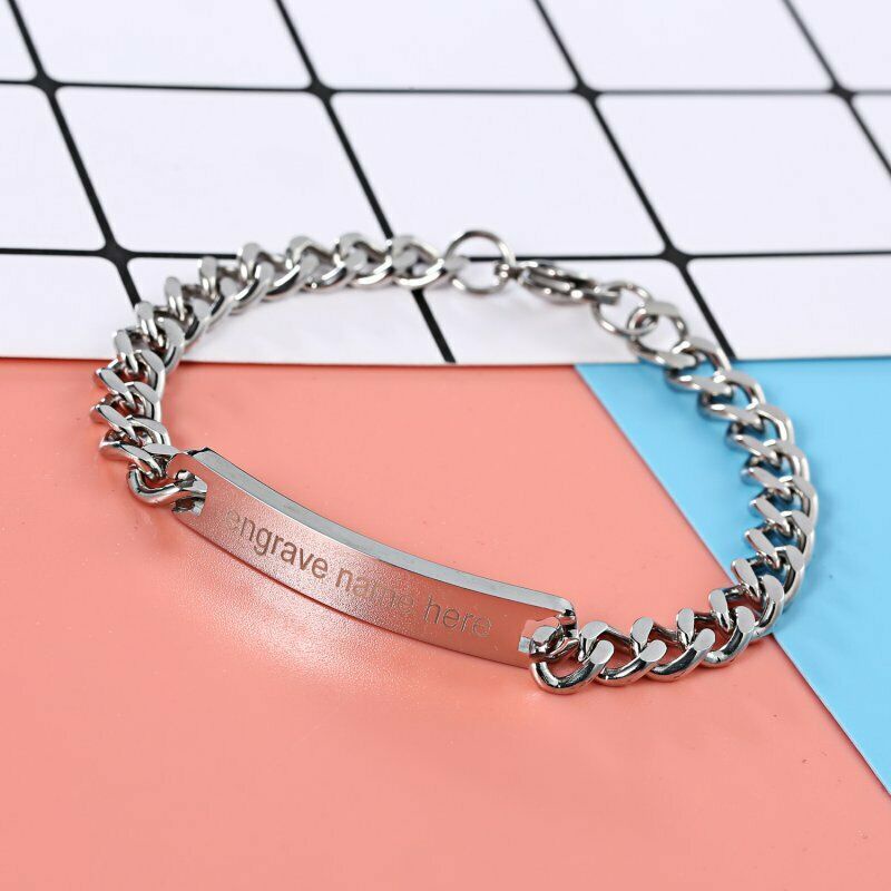 Gelang Bangle Cuff Bahan Stainless Steel Motif Ukir Untuk Pasangan