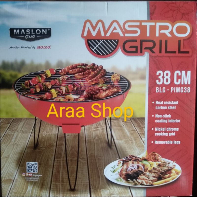 MASTRO GRILL 32CM & 38CM NON STICK MASPION/PANGGANGAN BERDIRI ARANG MASPION/PANGGANGAN BBQ,SATE
