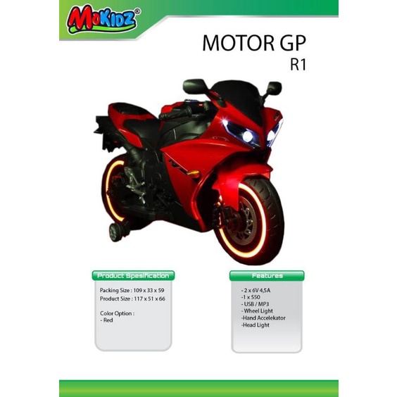 MOTOR AKI MORKIDZ GP R1 COCOK BUAT KADO ANAK GAS TANGAN - MAINAN AKI ANAK