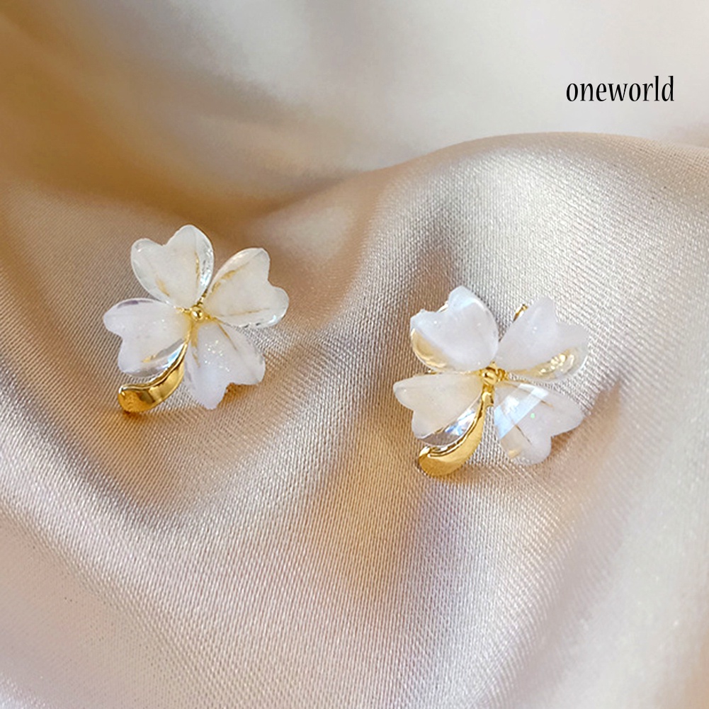 OW# Women Fresh Simple Summer Flower Shaped Alloy Earrings Ear Stud Jewelry Gift