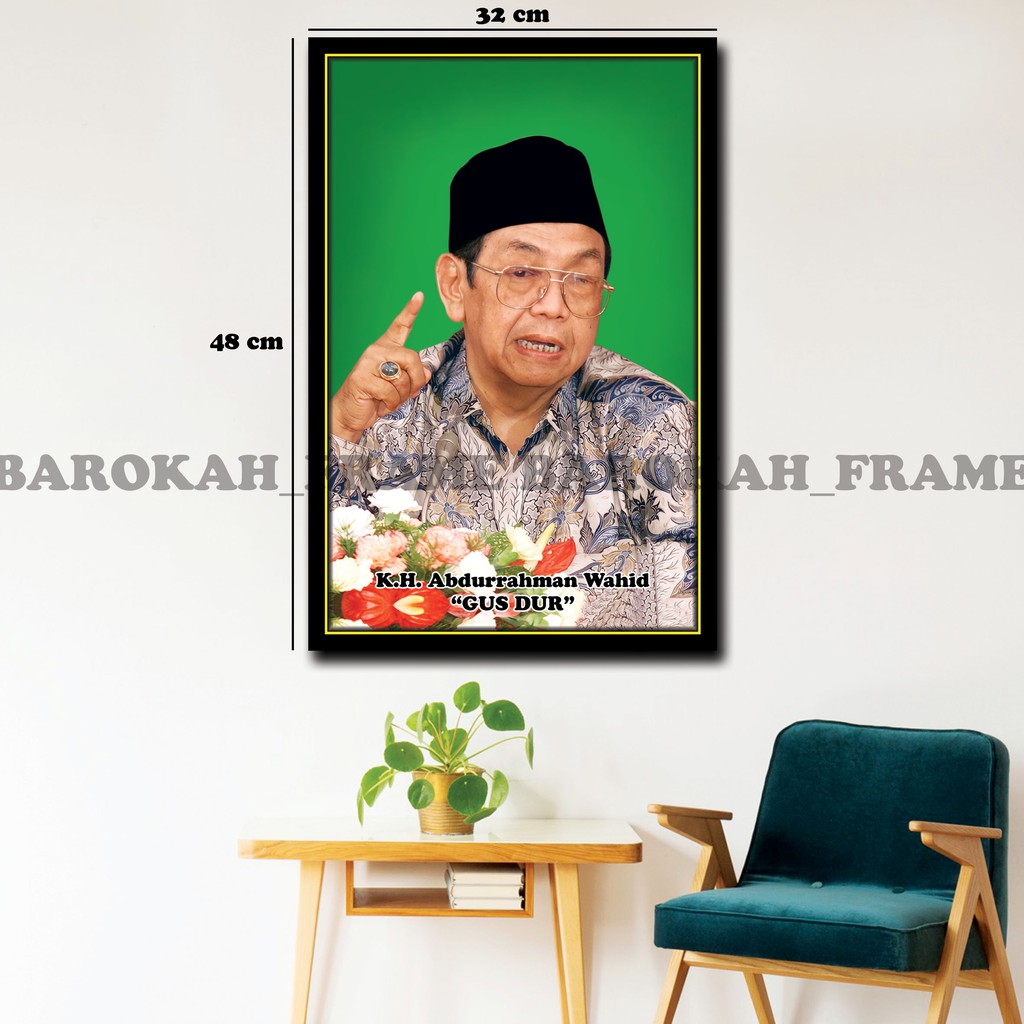Foto Mbah Hasyim Asyari Gus Dur KH Wahid Hasyim NU Bingkai Poster 32x48cm