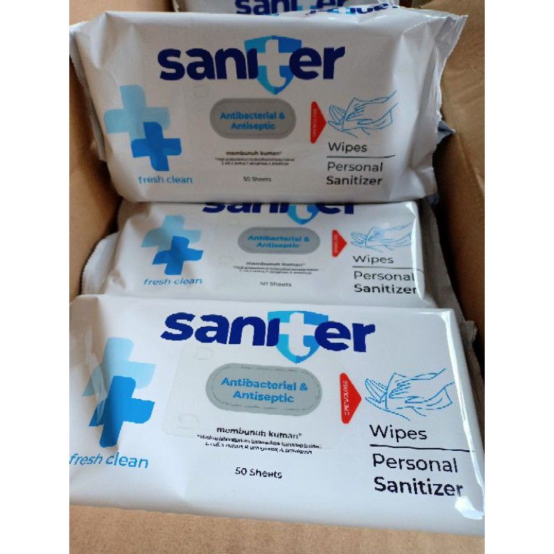 Tisue Basah Saniter Antiseptic & Antibacterial Wipes 50s/Tissue Basah Saniter