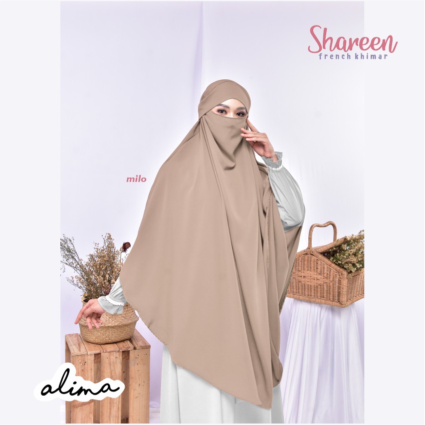 French Khimar Wolfis Premium FREE Cadar Tali By Alima Indonesia