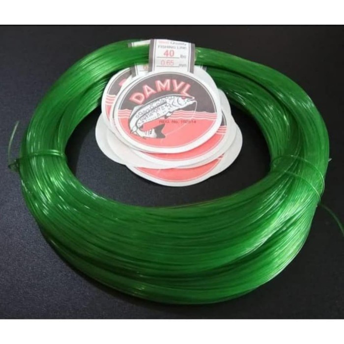Senar atau tali pancing DAMYL hijau no 40, diameter 0.65mm