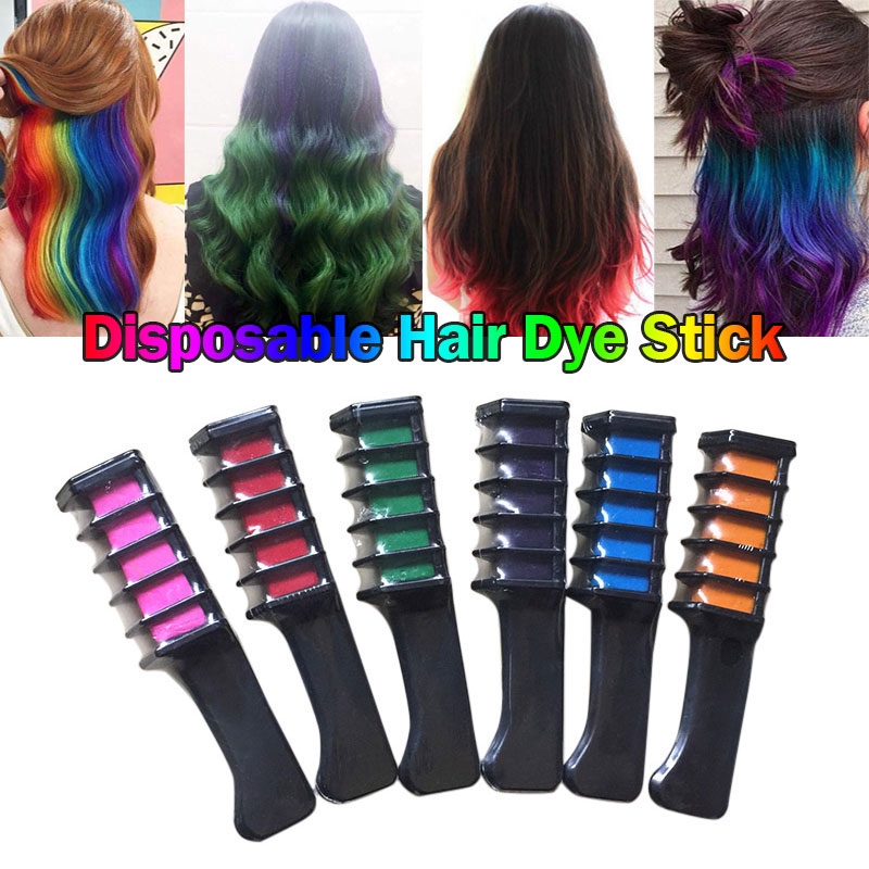 7 Warna Temporary Hair Chalk Warna Rambut Sisir Dye Salon Kit