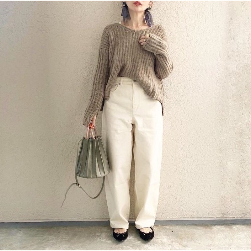 GU BY UNIQLO WIDE JEANS - CREAM