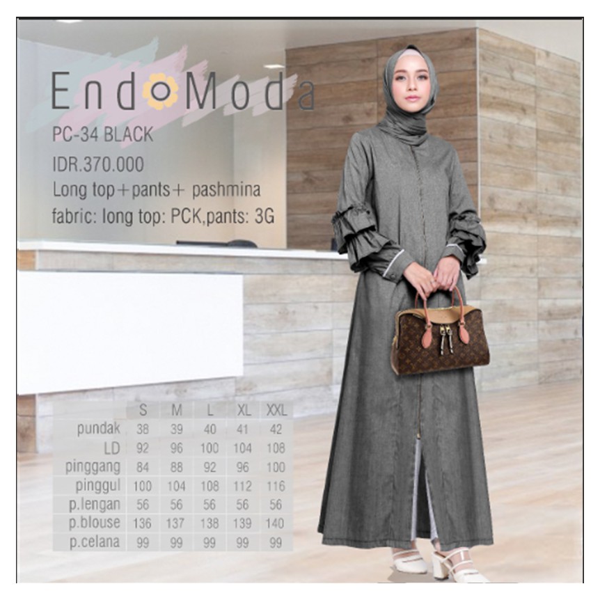 Setelan Gamis Endomoda PC 34 Hitam