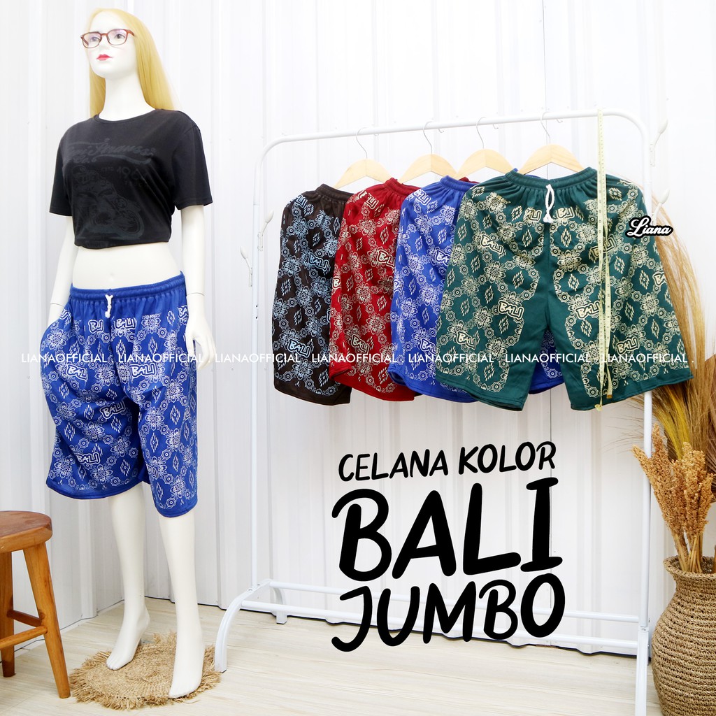 Celana Pendek Jumbo Wanita Kolor Santai Motif Songket Bali