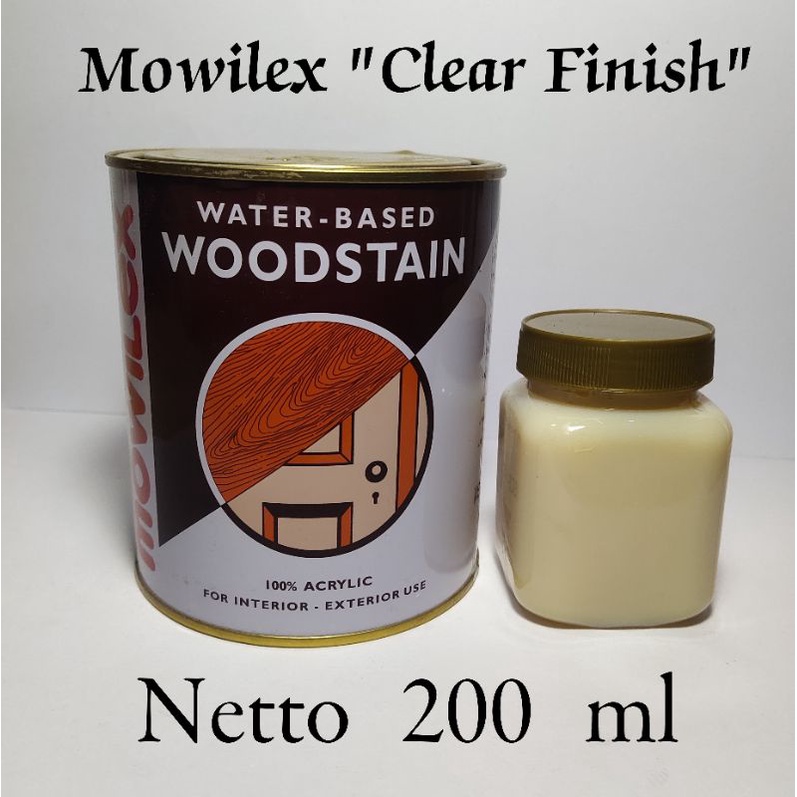 Mowilex politur woodstain waterbassed dan  Mowilex Clear Finish Glossy & matt(doff) ecer 200ml