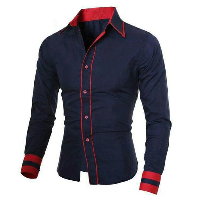 promo kemeja list rivaldo navy terbaru
