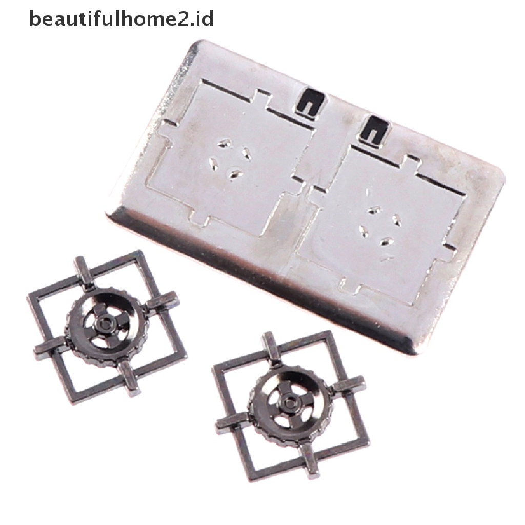 (beautifulhome2.id) 1 Set Miniatur Kompor Gas Bahan Metal Untuk Dekorasi Rumah Boneka 1: 12