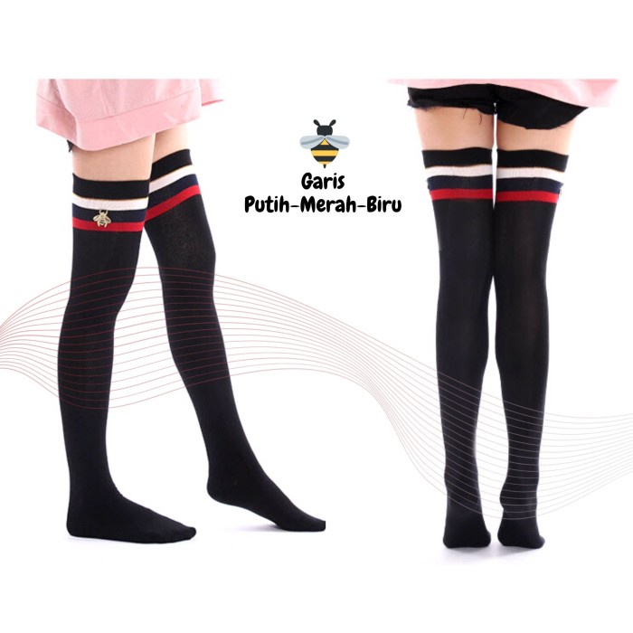 misi- Kaos Kaki Wanita Hitam Exclusive Gucci Honey Bee / KaosKaki Katun Wool